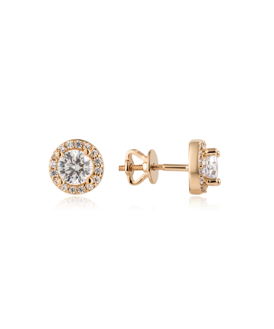 Gold earrings with zircons