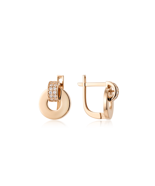 Gold earrings with zircons
