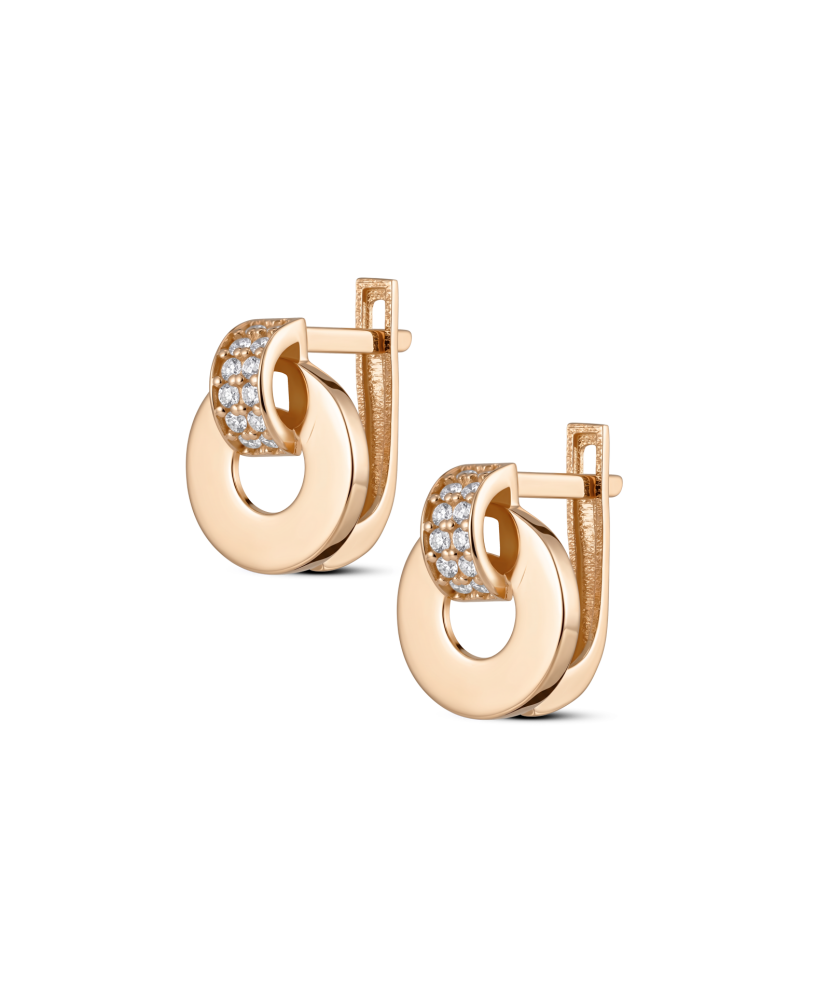 Gold earrings with zircons