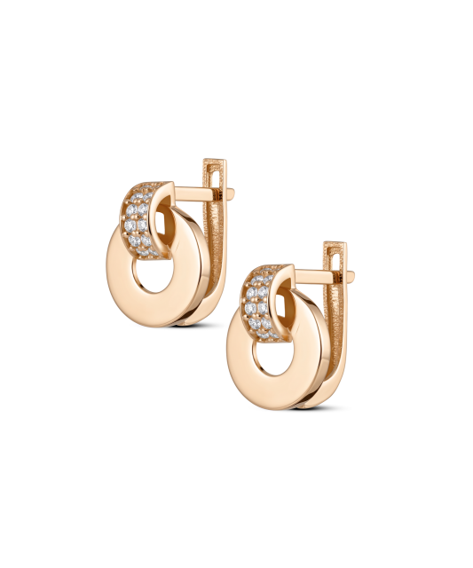Gold earrings with zircons