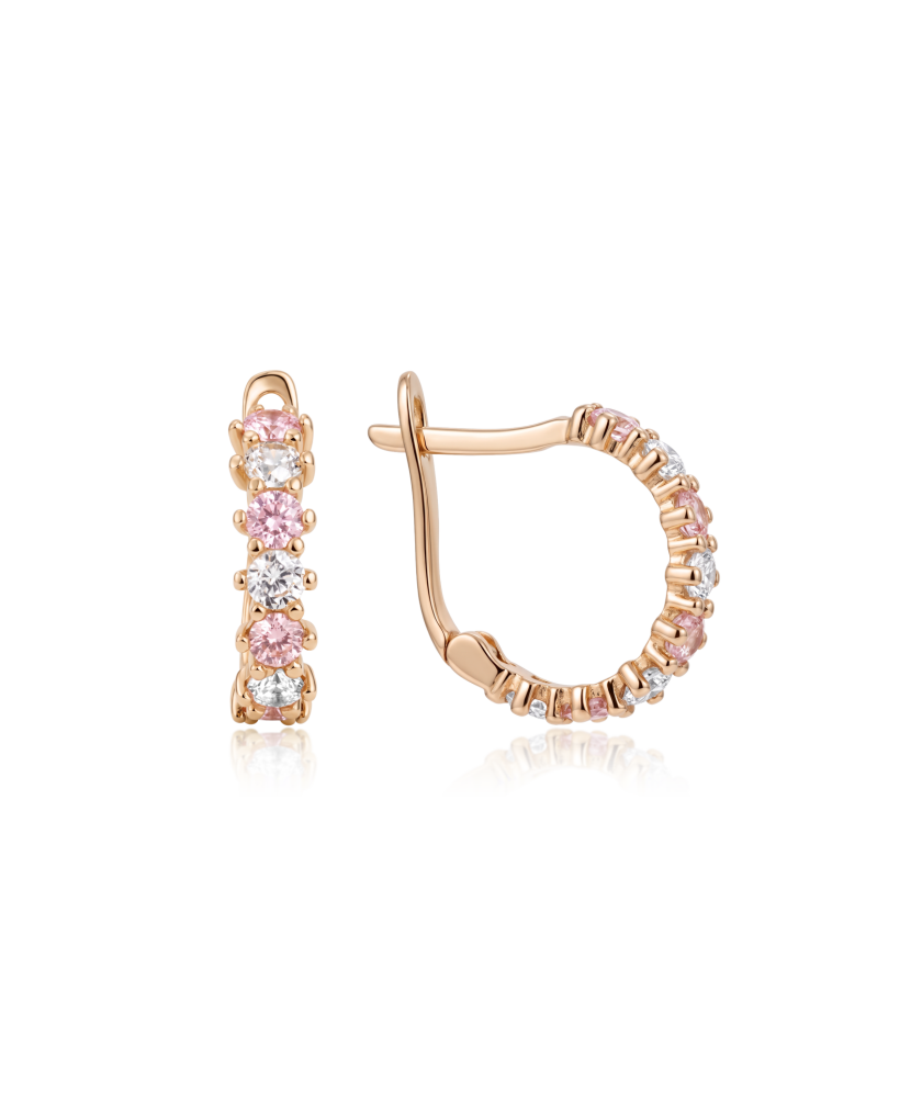Gold earrings with zircons