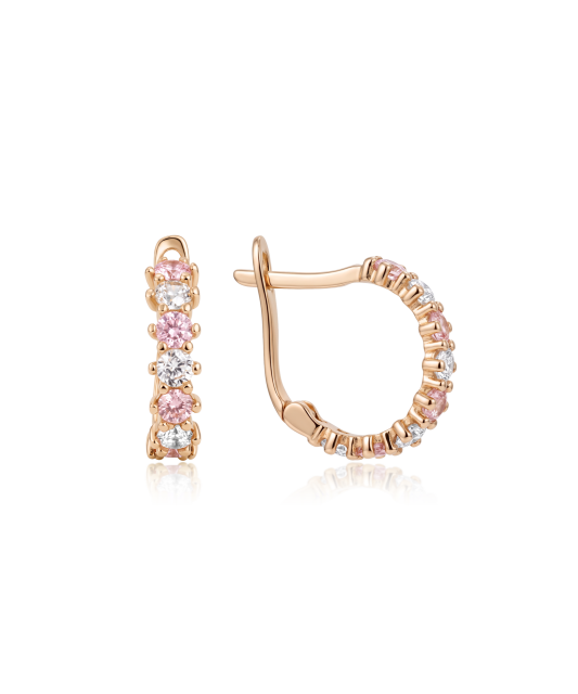 Gold children's earrings with zircons