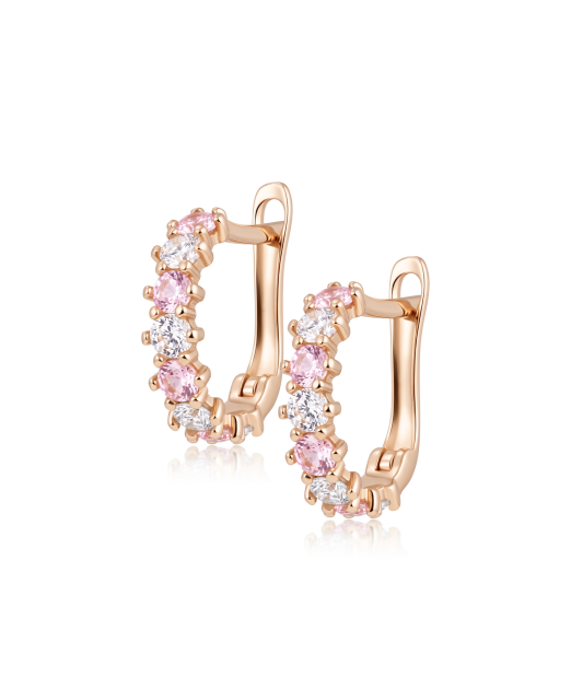 Gold earrings with zircons