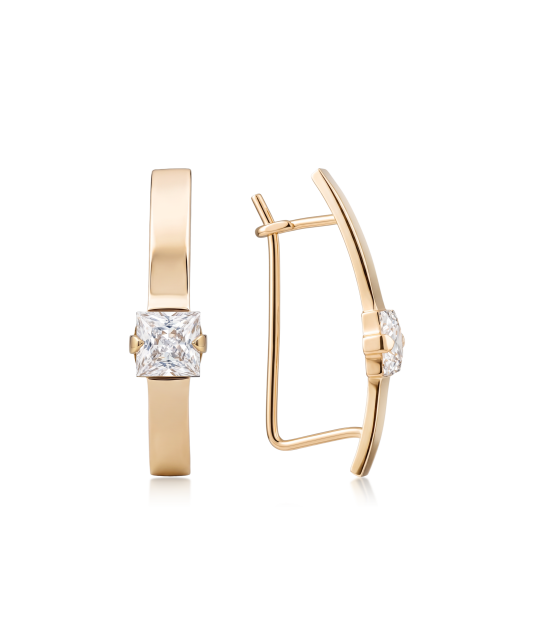 Gold earrings with zircons