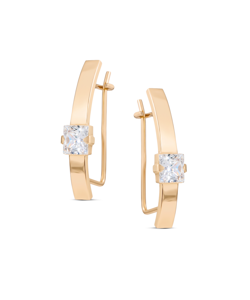 Gold earrings with zircons