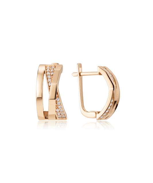 Gold earrings with zircons