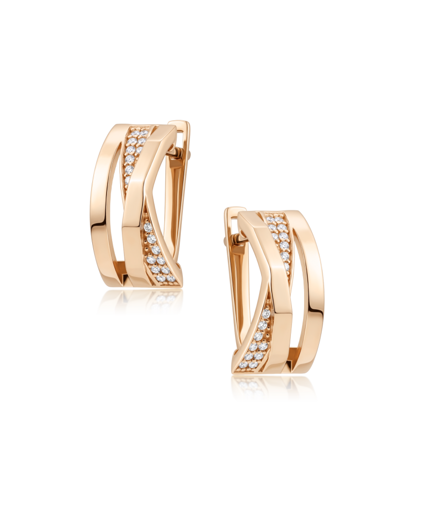 Gold earrings with zircons