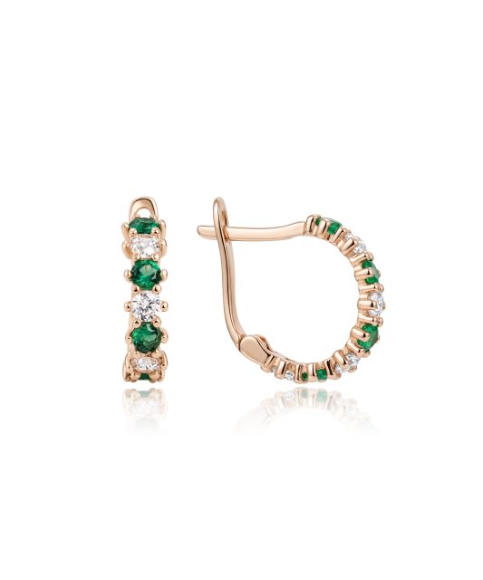 Gold earrings with zircons