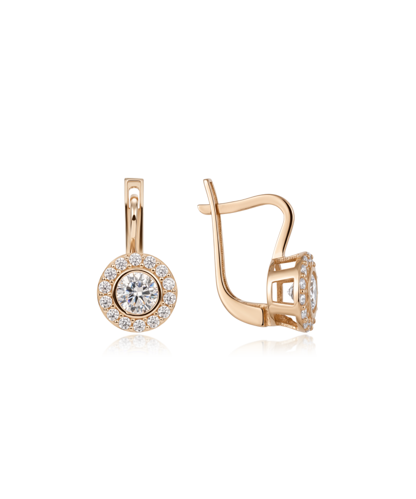 Gold earrings with zircons