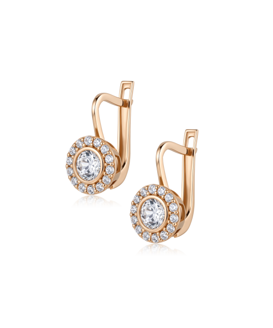 Gold earrings with zircons