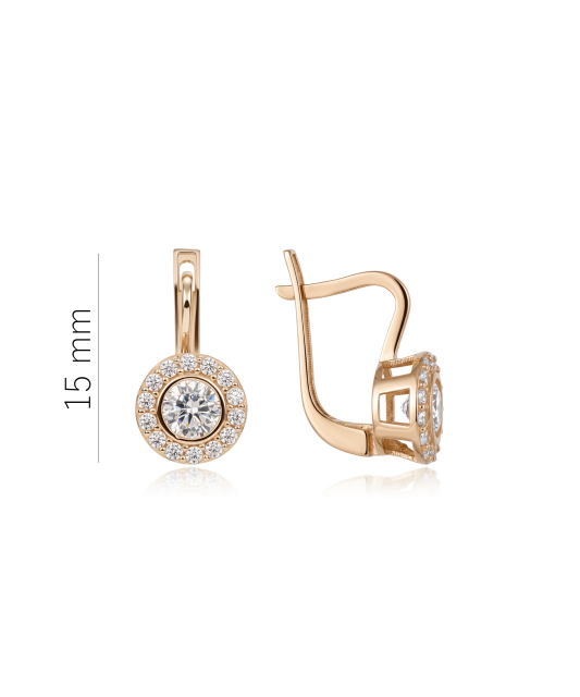 Gold earrings with zircons