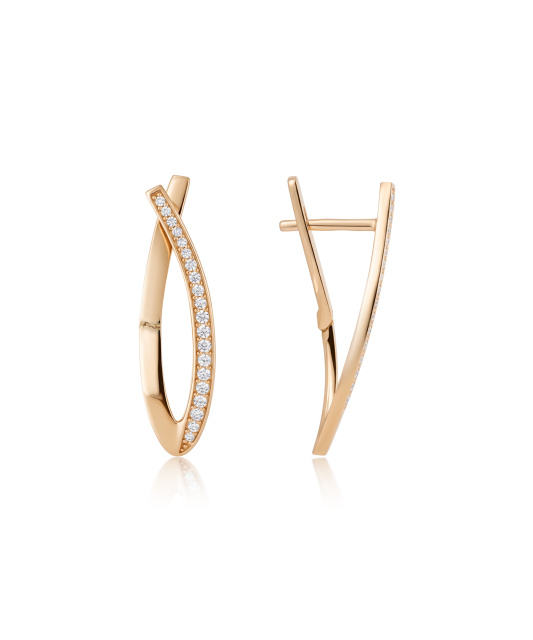 Gold earrings with zircons