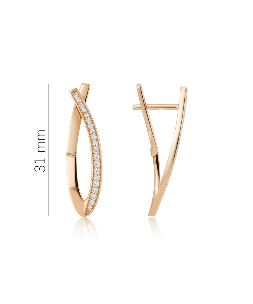 Gold earrings with zircons
