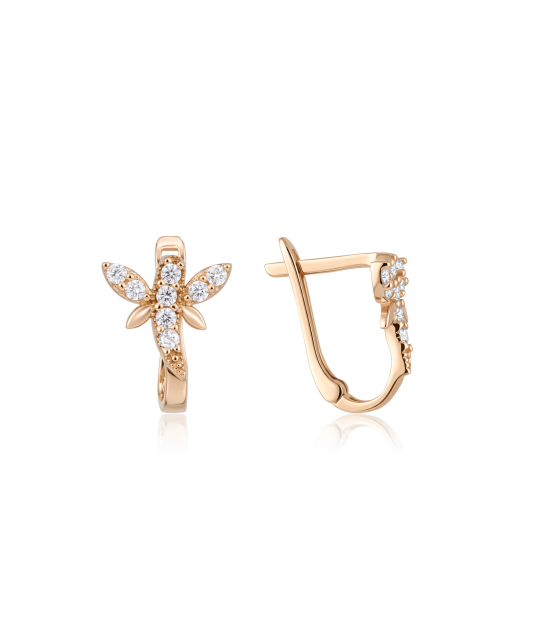 Gold earrings with zircons