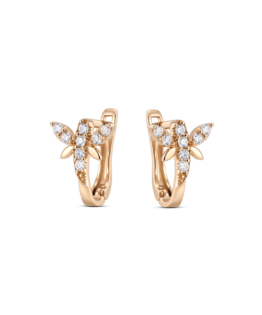 Gold earrings with zircons