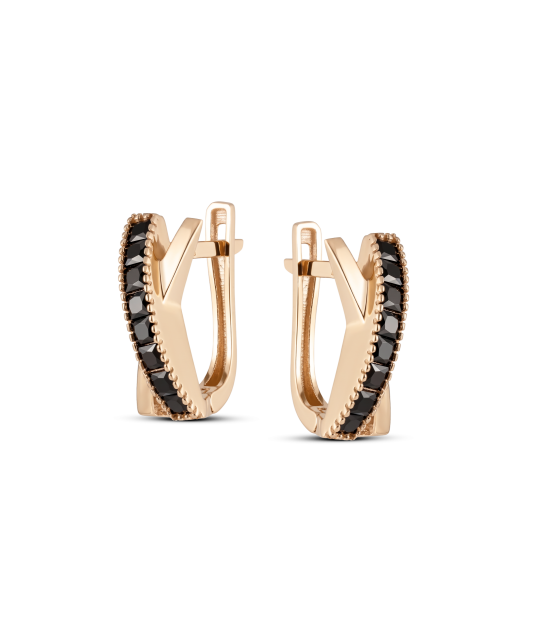 Gold earrings with onyx