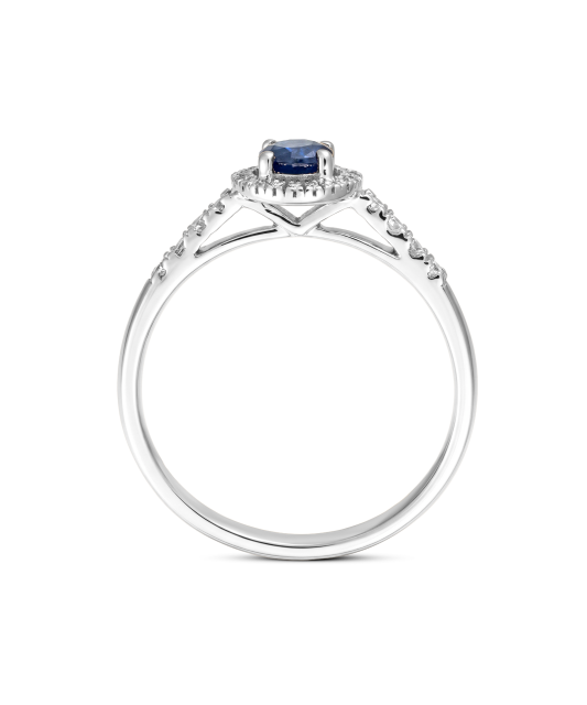 White gold ring with sapphires and diamonds