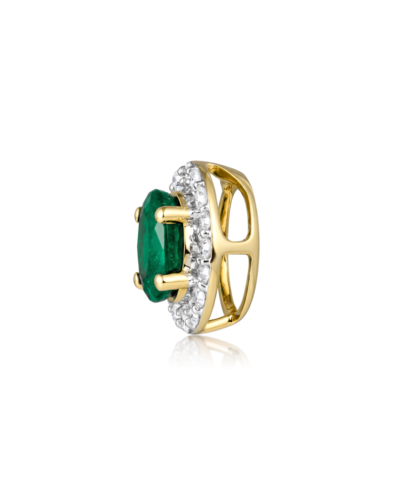 Yellow gold pendant with diamonds and emerald