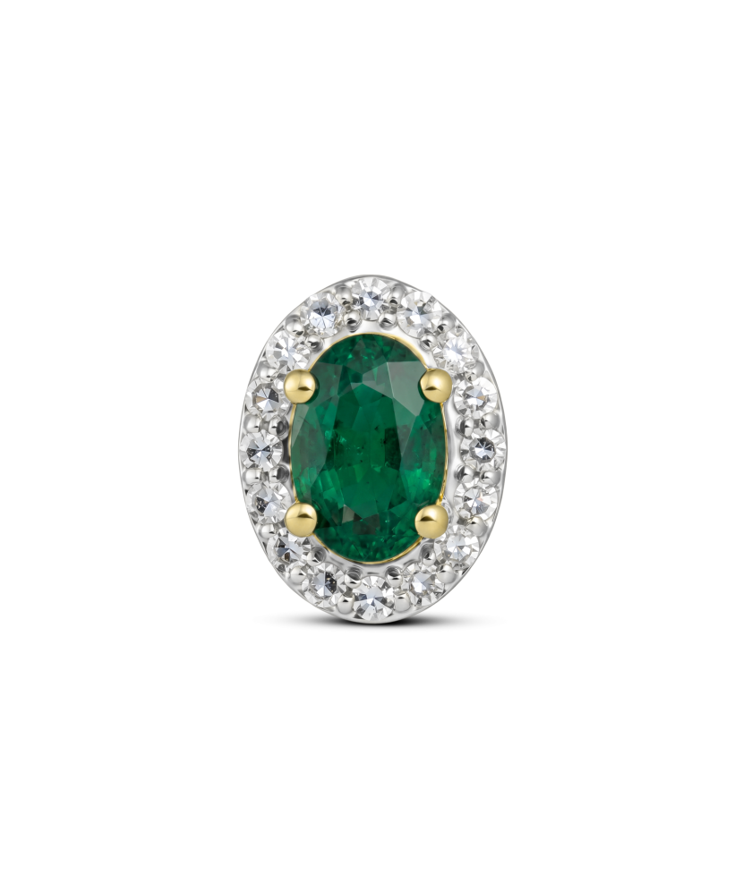 Yellow gold pendant with diamonds and emerald
