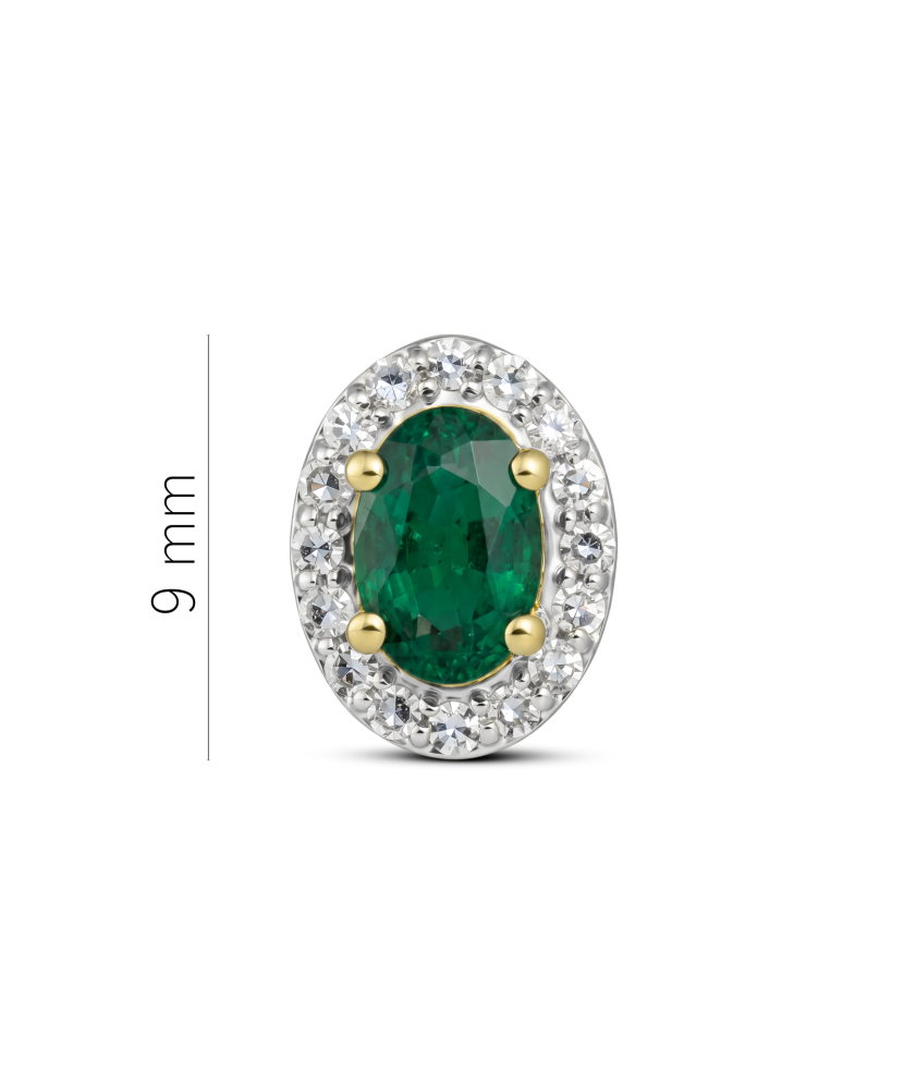 Yellow gold pendant with diamonds and emerald