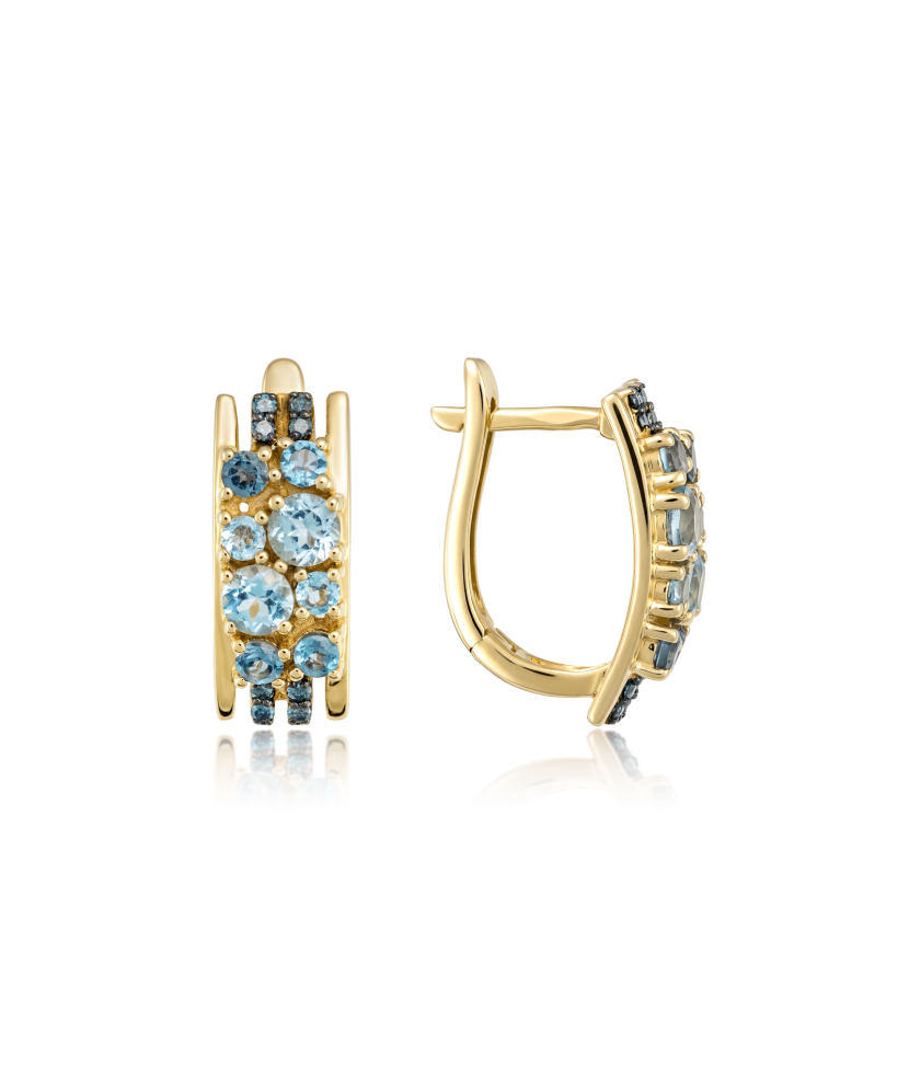 Yellow gold earrings with topazes and London topazes