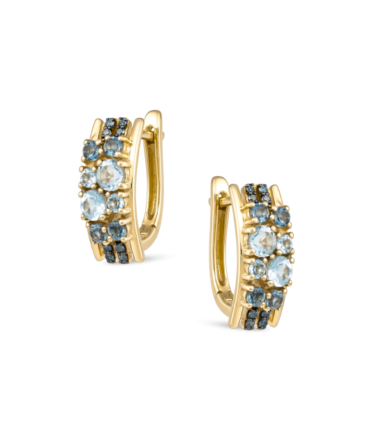 Yellow gold earrings with topazes and London topazes