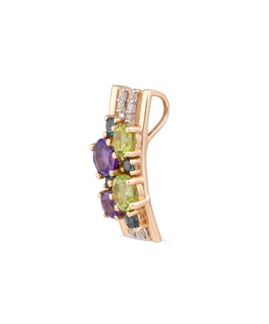 Yellow gold pendant with diamonds, amethysts, topazes and green amethysts