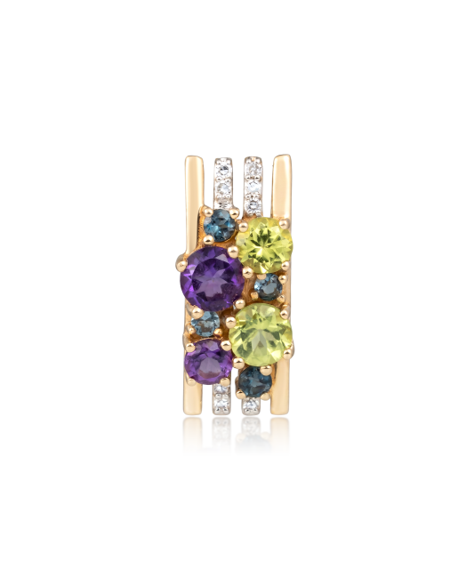 Yellow gold pendant with diamonds, amethysts, topazes and green amethysts