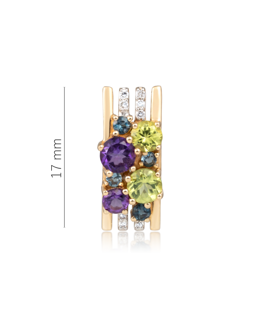 Yellow gold pendant with diamonds, amethysts, topazes and green amethysts