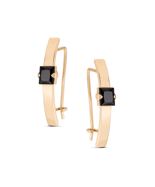 Gold earrings with onyx