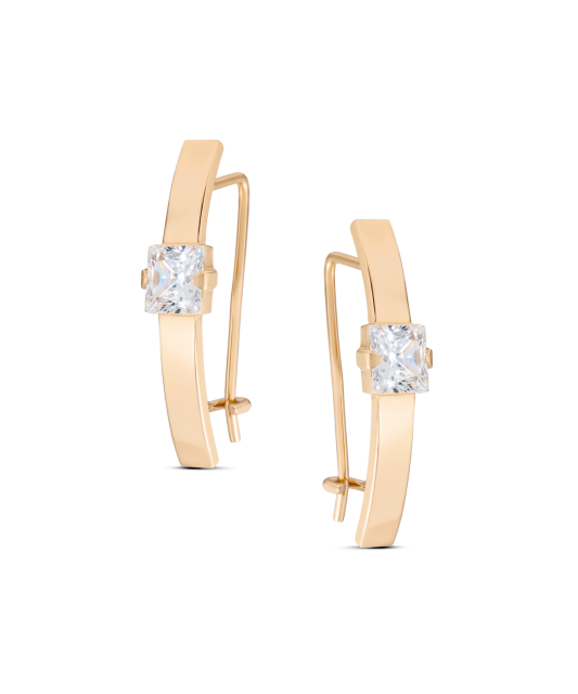 Gold earrings with zircons
