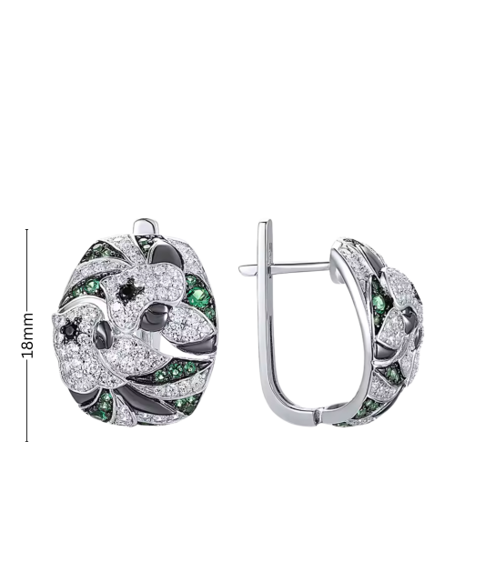 Gold-plated silver earrings with spinels and zircons