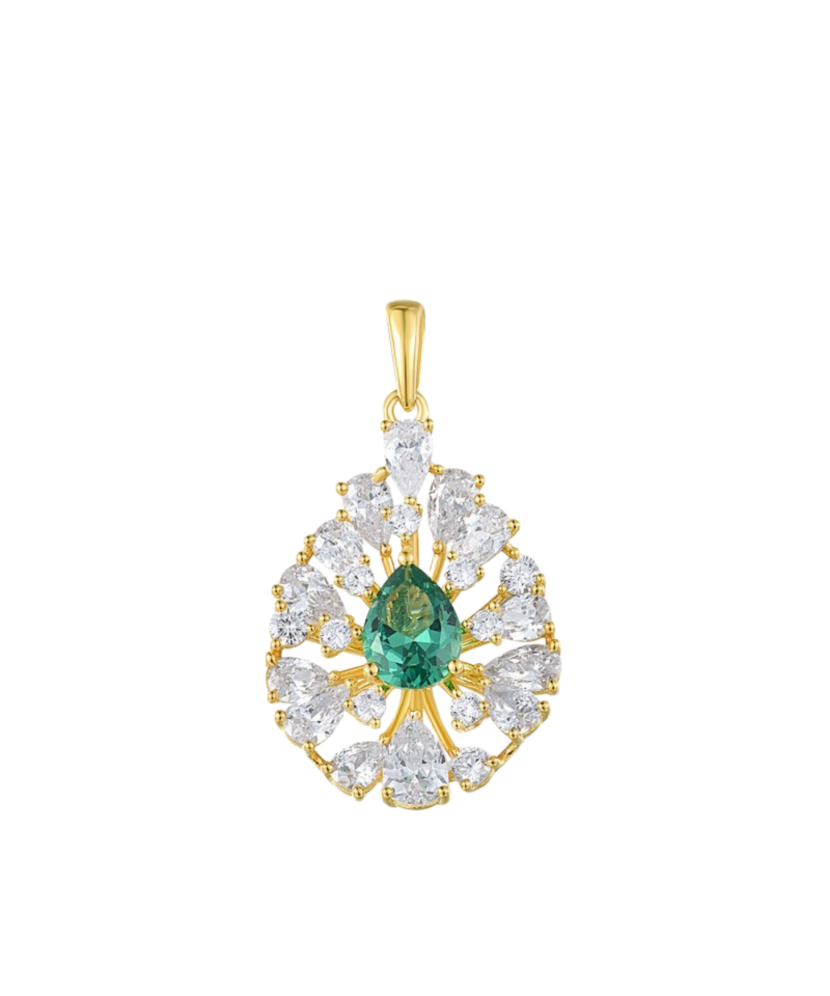 Gilded Sterling Silver pendant with spinels and zircons