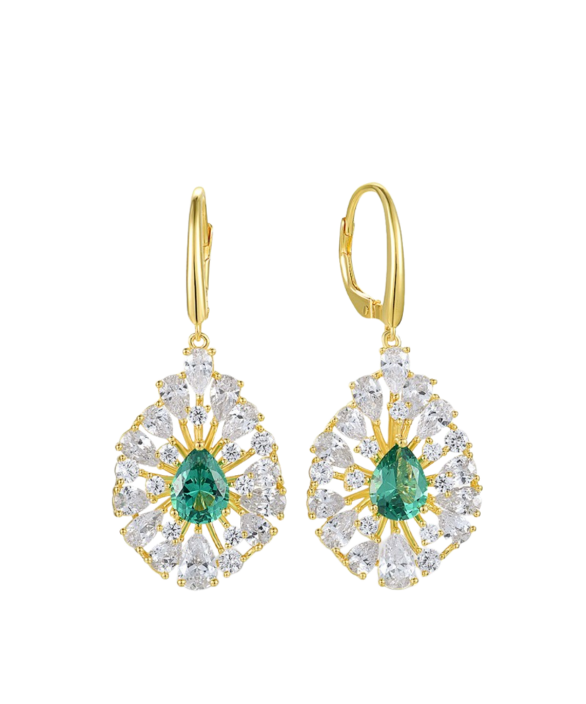 Gold-plated silver earrings with spinels and zircons