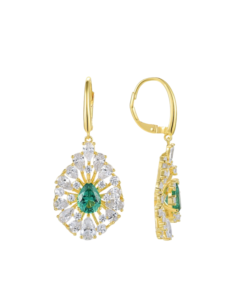 Gold-plated silver earrings with spinels and zircons