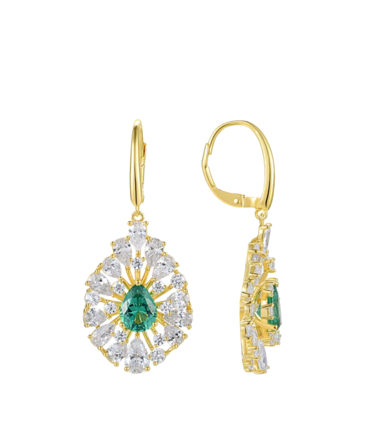 Gold-plated silver earrings with spinels and zircons