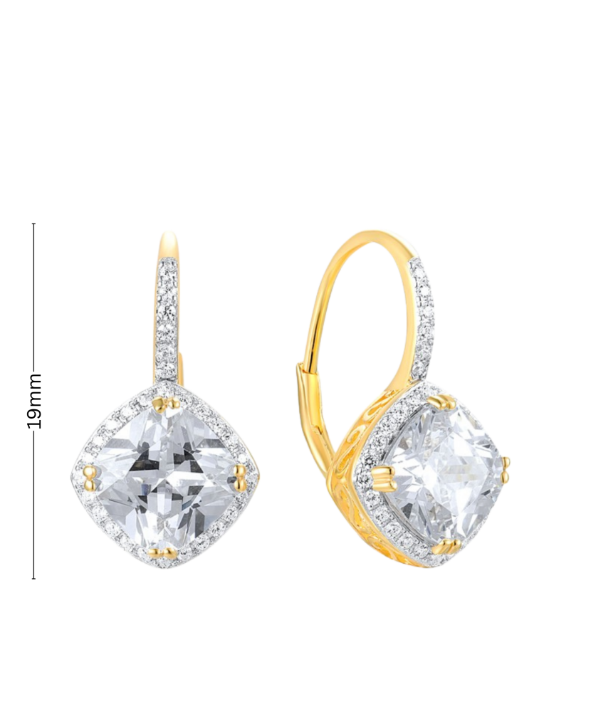 Gilded sterling silver earrings with zircons