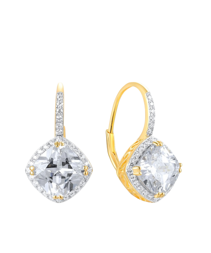 Gilded sterling silver earrings with zircons