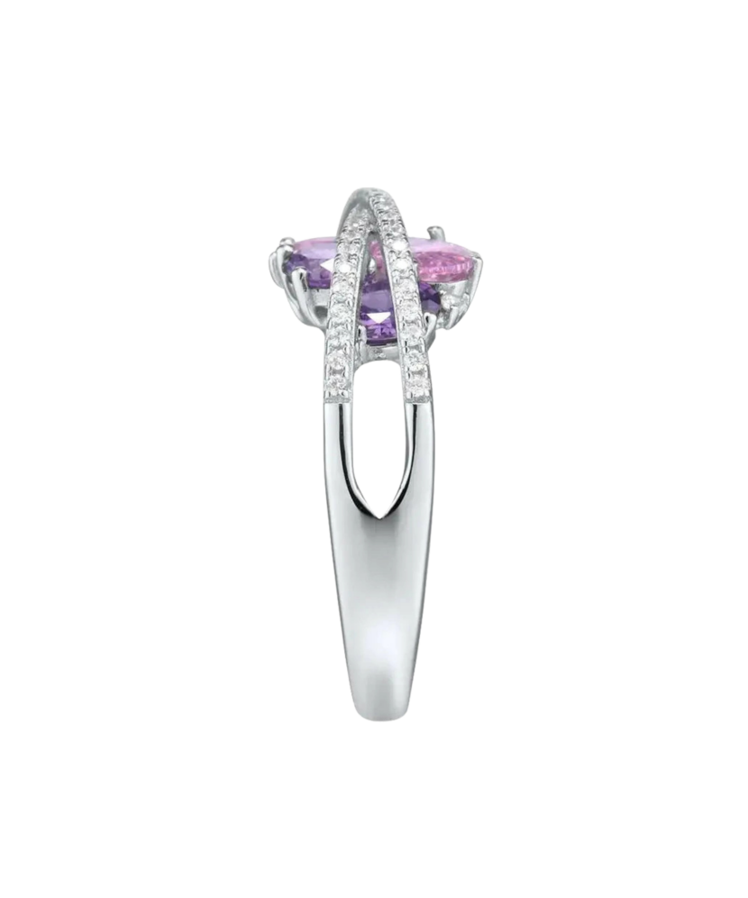 Sterling silver ring with amethysts and zircons
