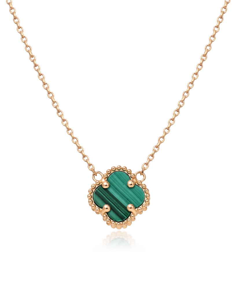 Gold necklace with a malachite pendant