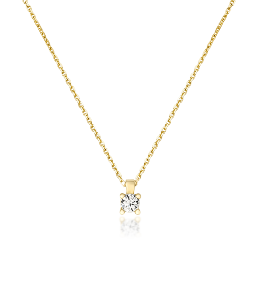 Yellow gold chain with cubic zirconia pendant