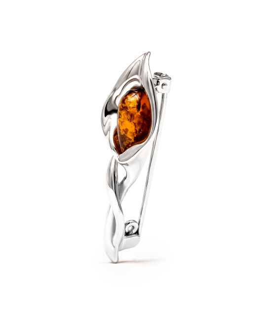 Sterling silver  brooch with amber