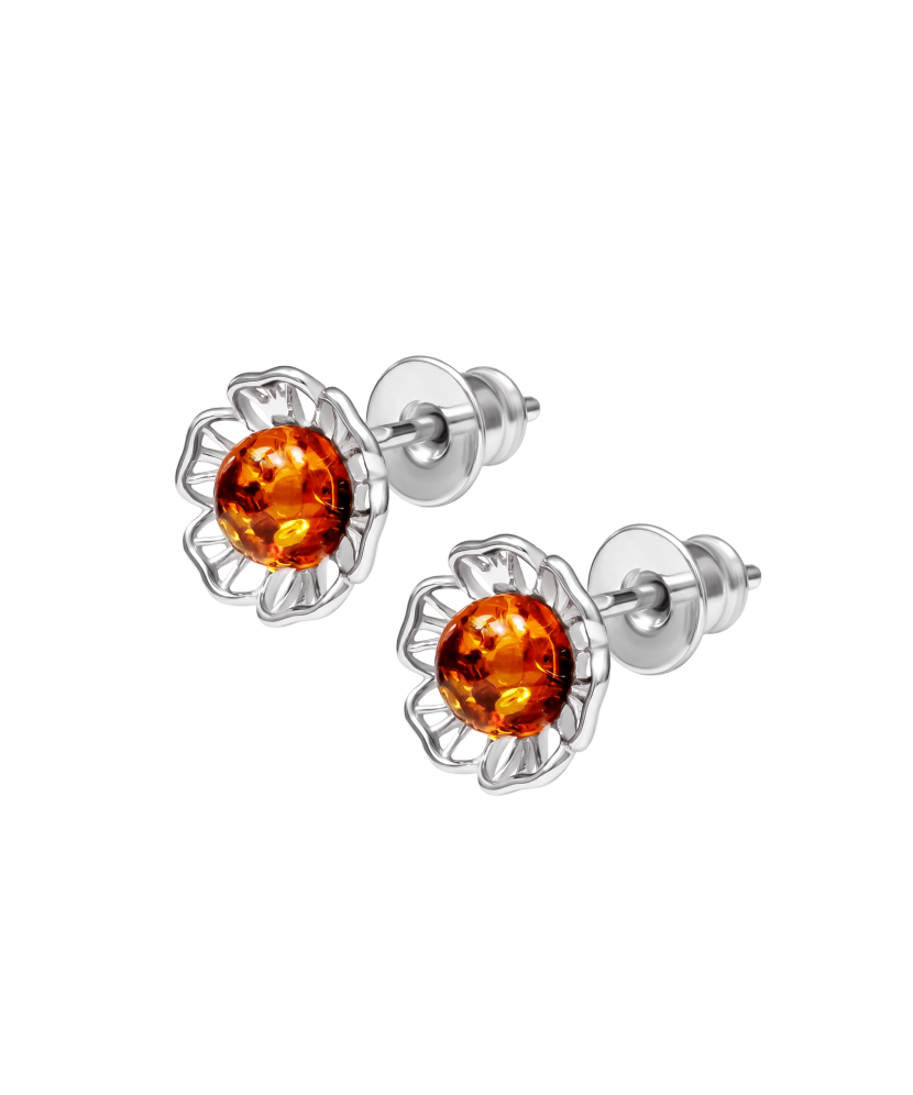Серьги из серебра с янтарём