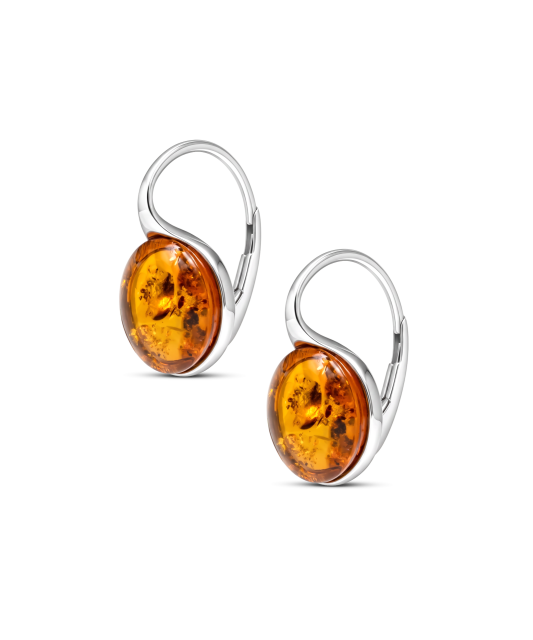 Sterling silver earrings with amber