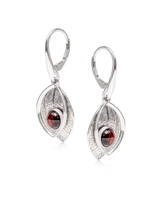 Sterling silver earrings with amber