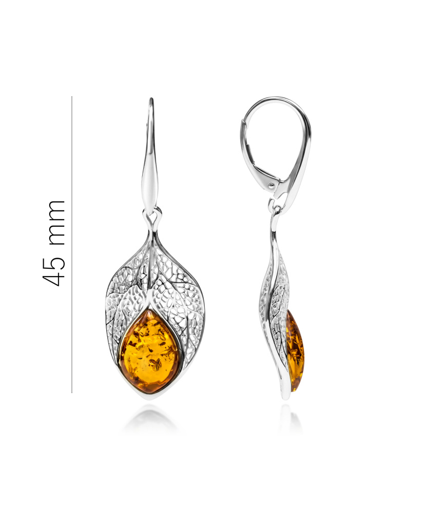Sterling silver earrings with amber