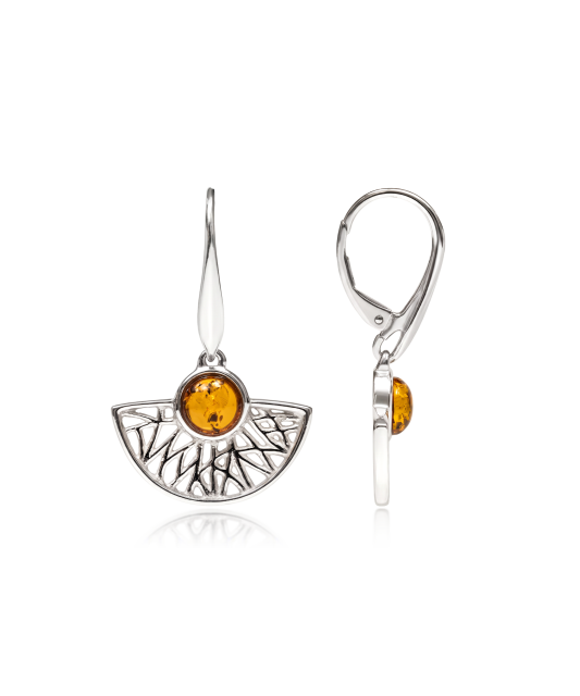 Sterling silver earrings with amber