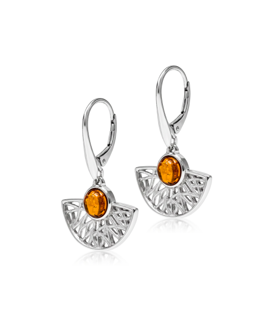 Sterling silver earrings with amber