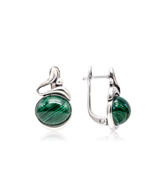 Sterling silver earrings with malachite