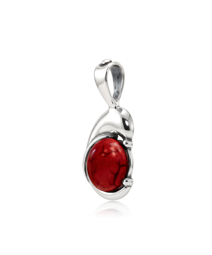 Серебряный подвеска с кораллом